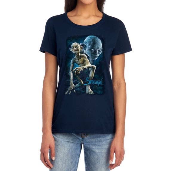 Lord of The Rings Smeagol Women's T Shirt, Navy, Medium