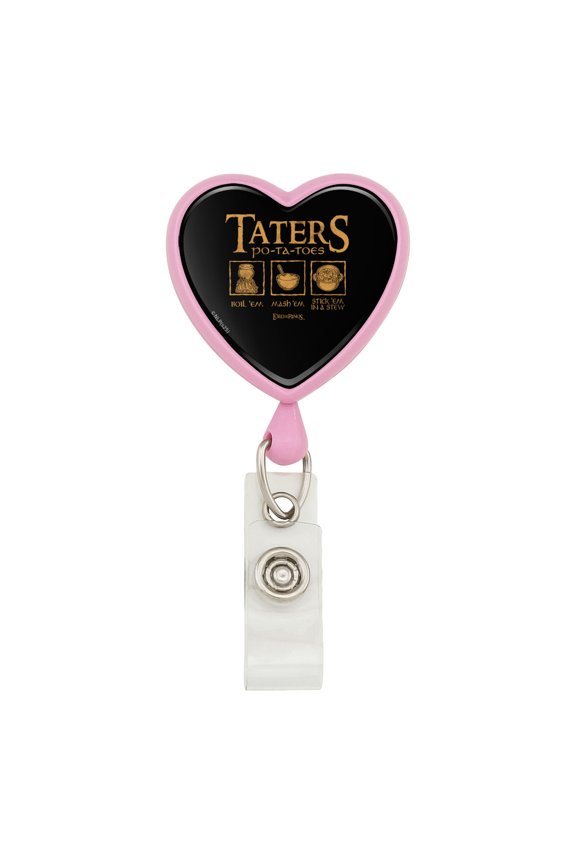 Lord of The Rings Taters Heart Lanyard Retractable Reel Badge ID Card Holder - Pink