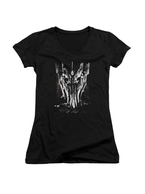 Lord of the Rings Big Sauron Head Junior Women's T-Shirt V-Neck Black