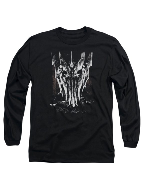 Lord of the Rings Big Sauron Head Long Sleeve Adult 18/1 T-Shirt Black