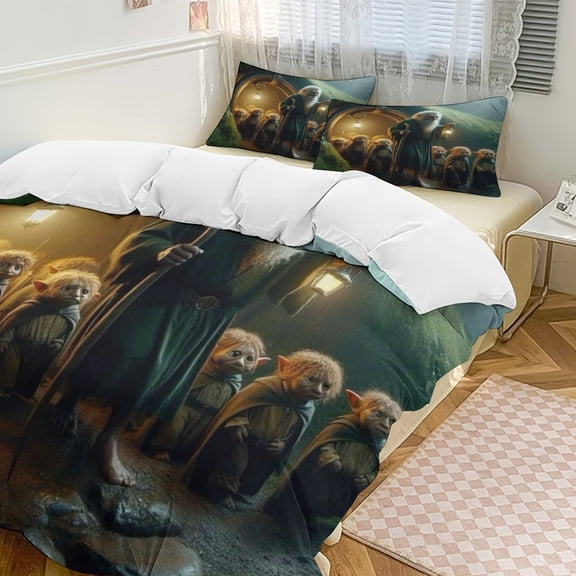 Lord of the Rings Duvet Covers Pillowcases 3 Piece Set 102"x90",Bedding Full The Hobbit All-Season Family Bedrooms Decor