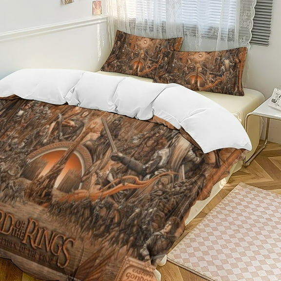 Lord of the Rings Duvet Covers Pillowcases 3 Piece Set 86"x70",Bedding Comforter Sets Full The Return of The King All-Season Family Bedrooms Decor