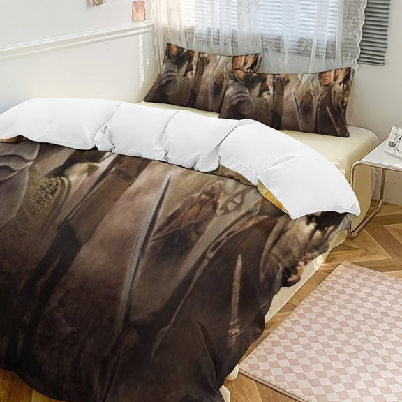 Lord of the Rings Duvet Covers Pillowcases 3 Piece Set 86"x70",Bedding Plus Soldier Legolas Gandalf Person All-Season Family Bedrooms Decor