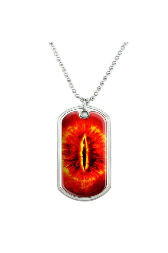 Lord of the Rings Eye of Sauron Military Dog Tag Pendant Necklace with Chain