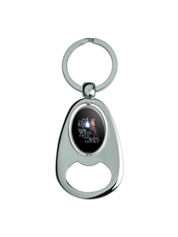 Lord of the Rings Frodo Light in the Dark Keychain Chrome Metal Spinning Oval Bottle Opener