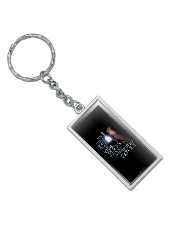 Lord of the Rings Frodo Light in the Dark Rectangle Keychain in Chrome Plated Metal