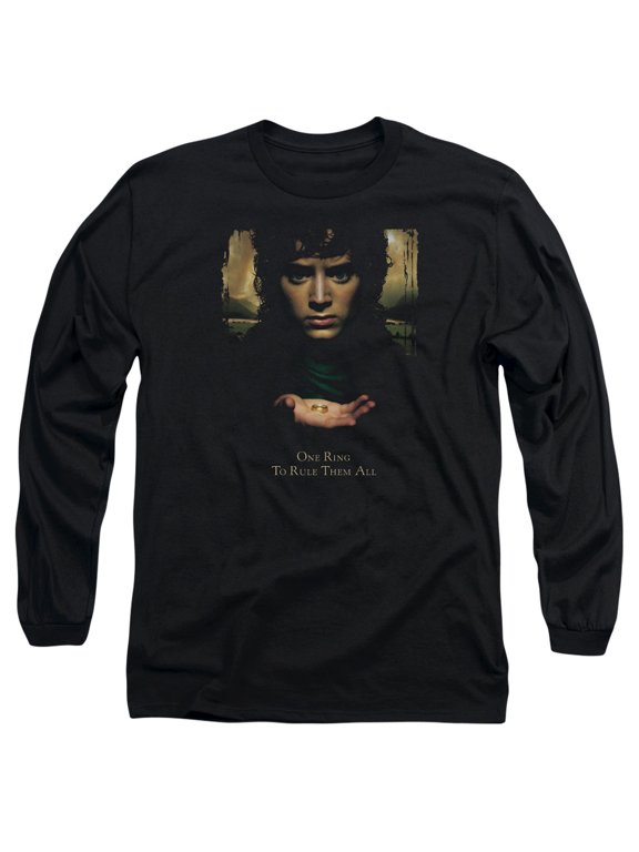 Lord of the Rings Frodo One Ring Long Sleeve Adult 18/1 T-Shirt Black