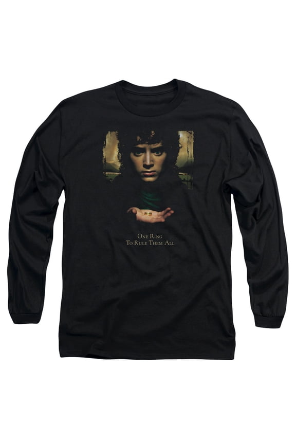 Lord of the Rings Frodo One Ring Long Sleeve Adult 18/1 T-Shirt Black