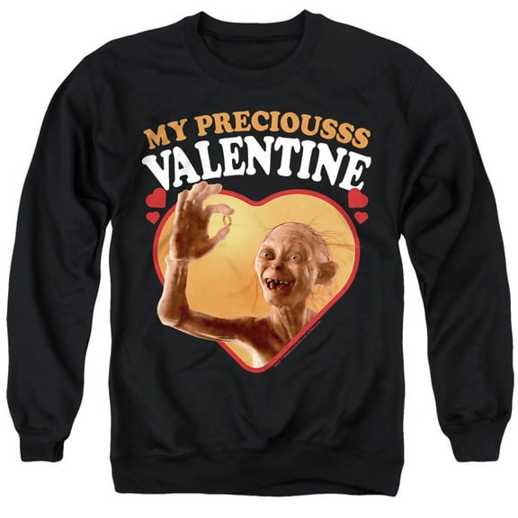 Lord of the Rings Gollum My Precious Valentine Unisex Adult Crewneck Sweatshirt, Black, Small