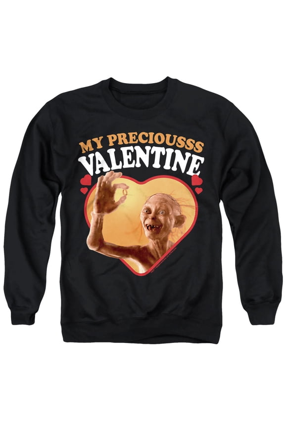 Lord of the Rings Gollum My Precious Valentine Unisex Adult Crewneck Sweatshirt, Black, Small