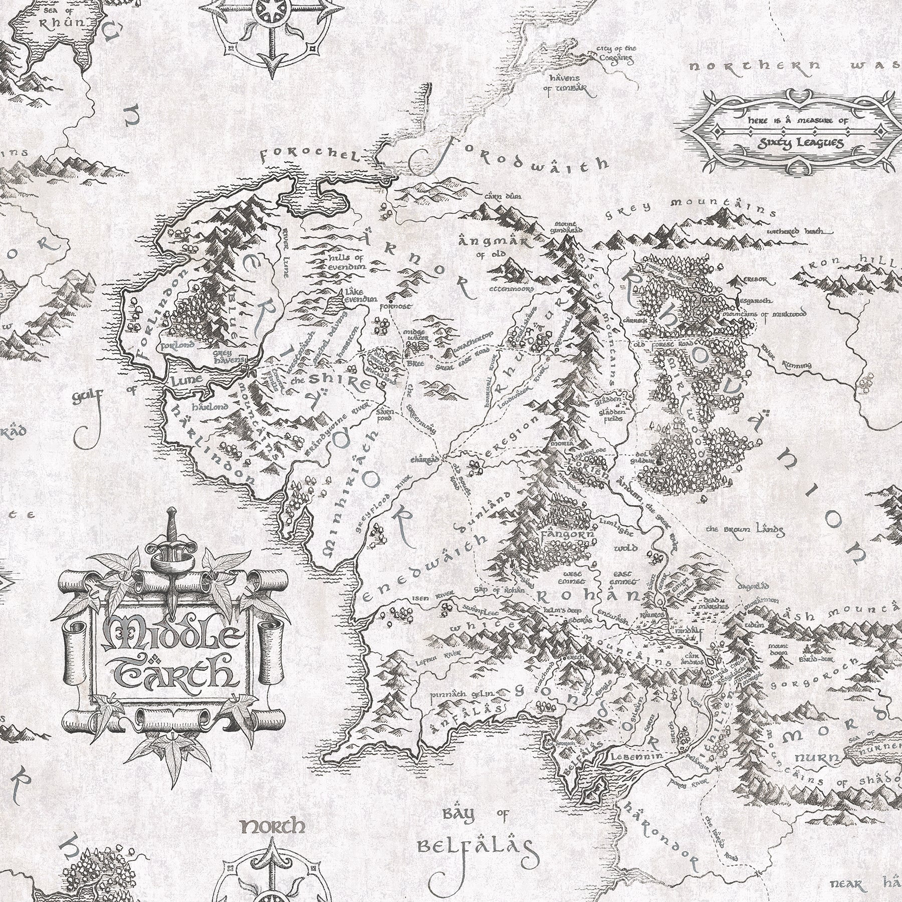 Lord of the Rings Middle Earth Map Peel & Stick Wallpaper
