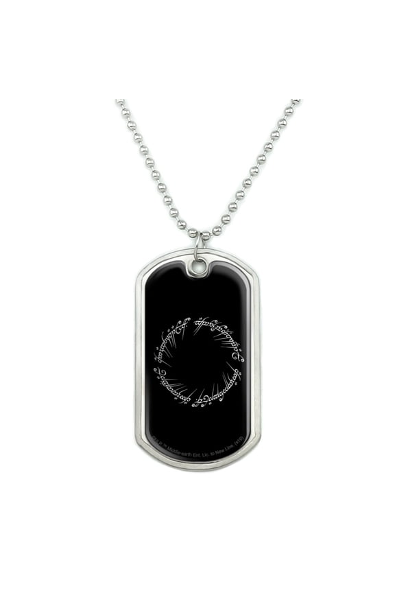 Lord of the Rings Mordor Script Military Dog Tag Pendant Necklace with Chain