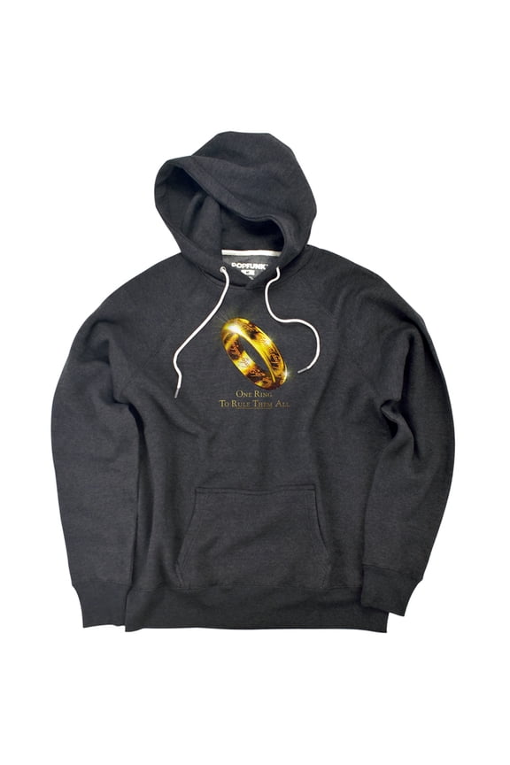 Lord of the Rings One Ring To Rule Them All Unisex Adult Slim Fit Pull-Over Heather Hoodie, Charcoal, Small