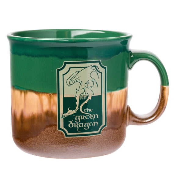 Silver Buffalo The Lord of The Rings Reactive Glaze Ceramic Camper Mug Featuring The Green Dragon, 20 Ounces
