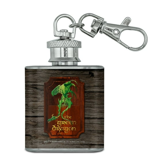 Lord of the Rings The Green Dragon Stainless Steel 1oz Mini Flask Key Chain