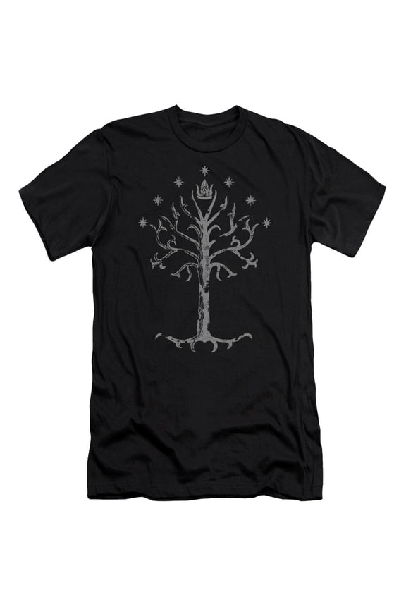 Lord of the Rings Tree Of Gondor Premium Canvas Adult Slim Fit 30/1 T-Shirt Black