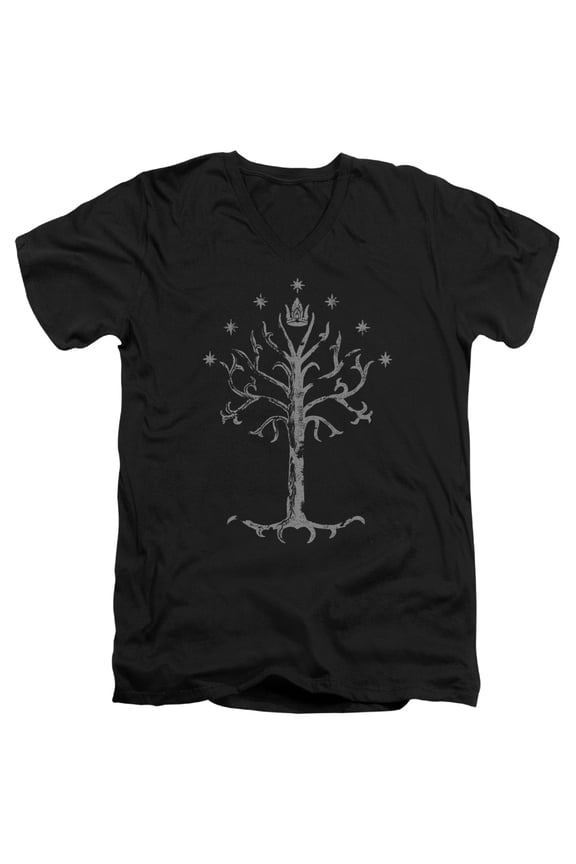 Lord of the Rings Tree Of Gondor S/S Adult V-Neck 30/1 T-Shirt Black