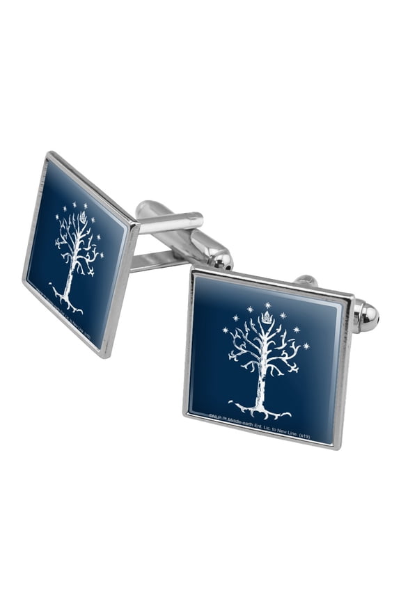 Lord of the Rings Tree of Gondor Square Cufflink Set - Silver or Gold