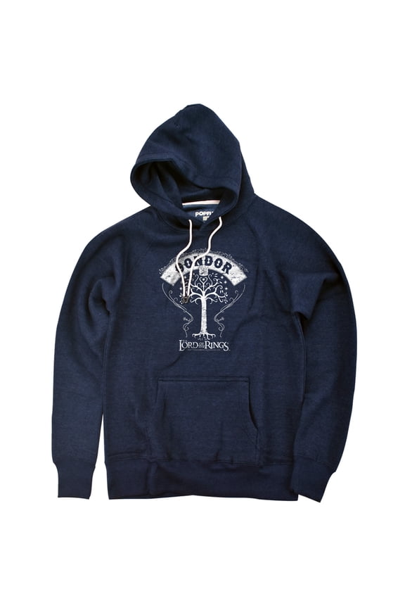 Lord of the Rings Tree of Gondor Unisex Adult Slim Fit Pull-Over Heather Hoodie, Navy, Small