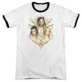 thumbnail image 1 of Lord of the Rings Women Of Middle Earth Adult Ringer T-Shirt White Black, 1 of 1