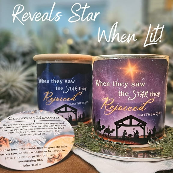 Lord's Light Candle Christmas Scented Container Candle, 14 oz, Reveals Hidden Star