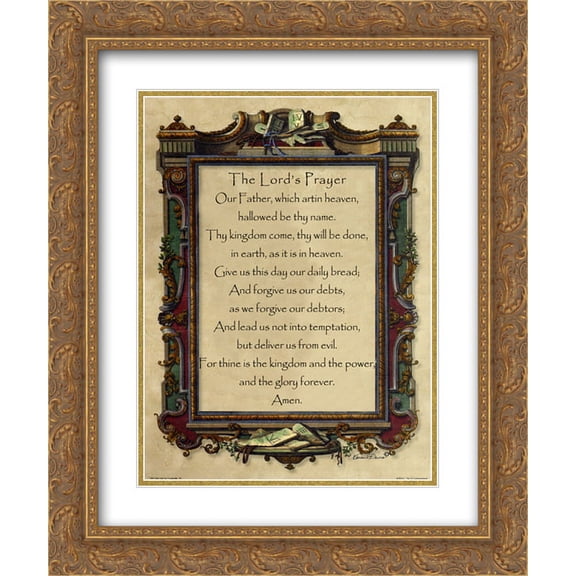 Lord's Prayer 2x Matted 15x18 Gold Ornate Framed Art Print