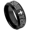 thumbnail image 1 of Jewelry Avalanche Lord's Prayer Tungsten Wedding Band Black Beveled Edge Tungsten Anniversary Band Polished Finish - #084LPs8.5, 1 of 3