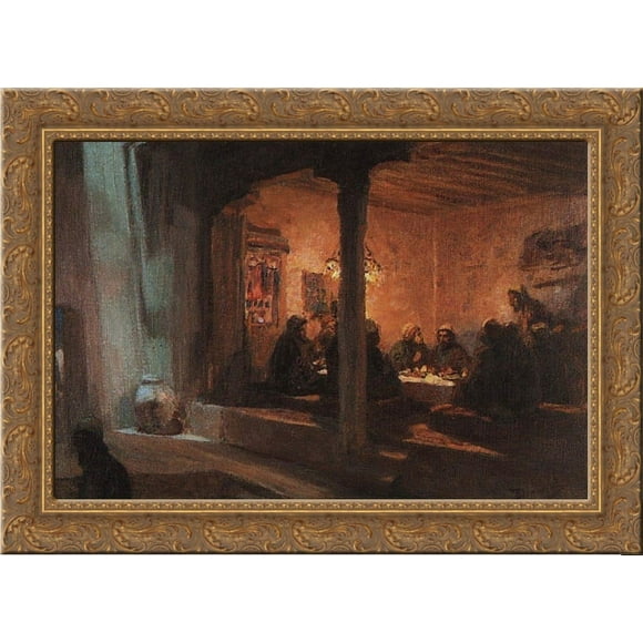 Lord's Supper 24x20 Gold Ornate Wood Framed Canvas Art by Polenov, Vasily
