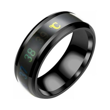 Lorddream 1PCS Korean Fashion Waterproof Temperature Sense Ring Intelligent Changing Color Smart Finger Ring（ Black ）