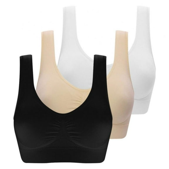 Lorddream Women Pure Color Plus Size Sports Bra Full Bra Cup Tops,3Pack/S-6XL