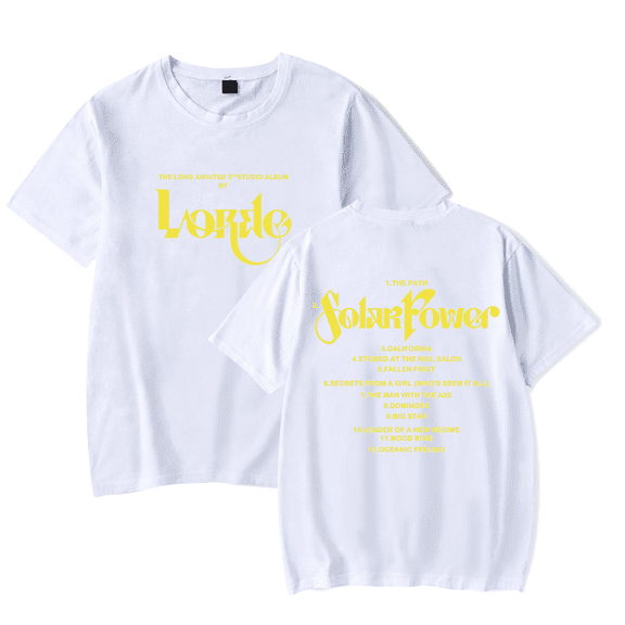 Lorde Merch Solar Power T-shirt Fashion Unisex Men Women Short Sleeve Casual Streetshirt Tee