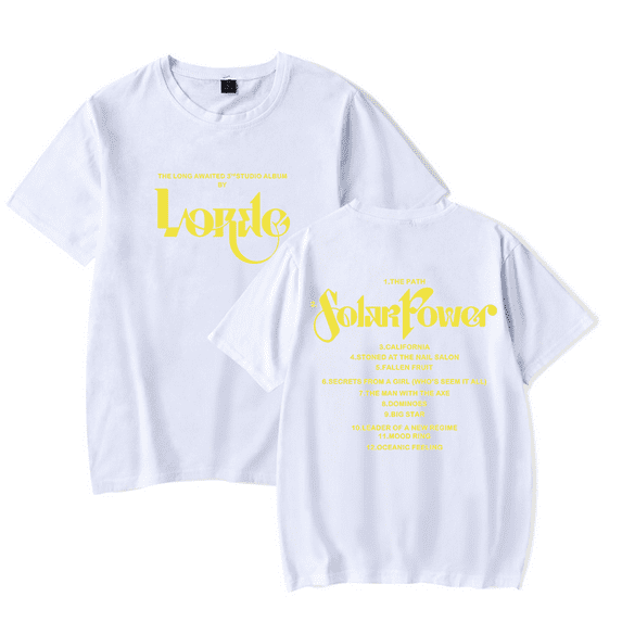 Lorde Merch Solar Power T-shirt Fashion Unisex Men Women Short Sleeve Casual Streetshirt Tee