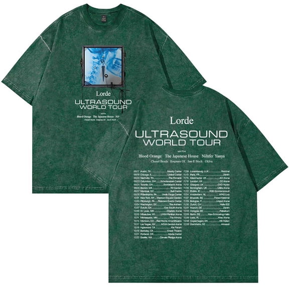 Lorde Ultrasound World Tour 2025 Merch Cotton T-Shirt Wash Tee Women Men Short Sleeve Crewneck Tee