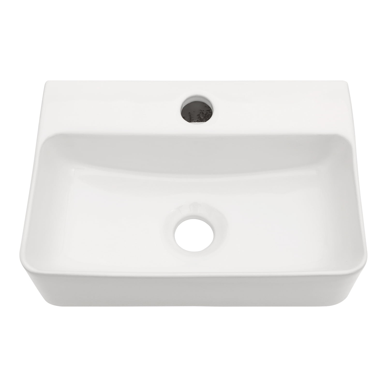White Ceramic Rectangular Wall-Mount Bathroom Sink