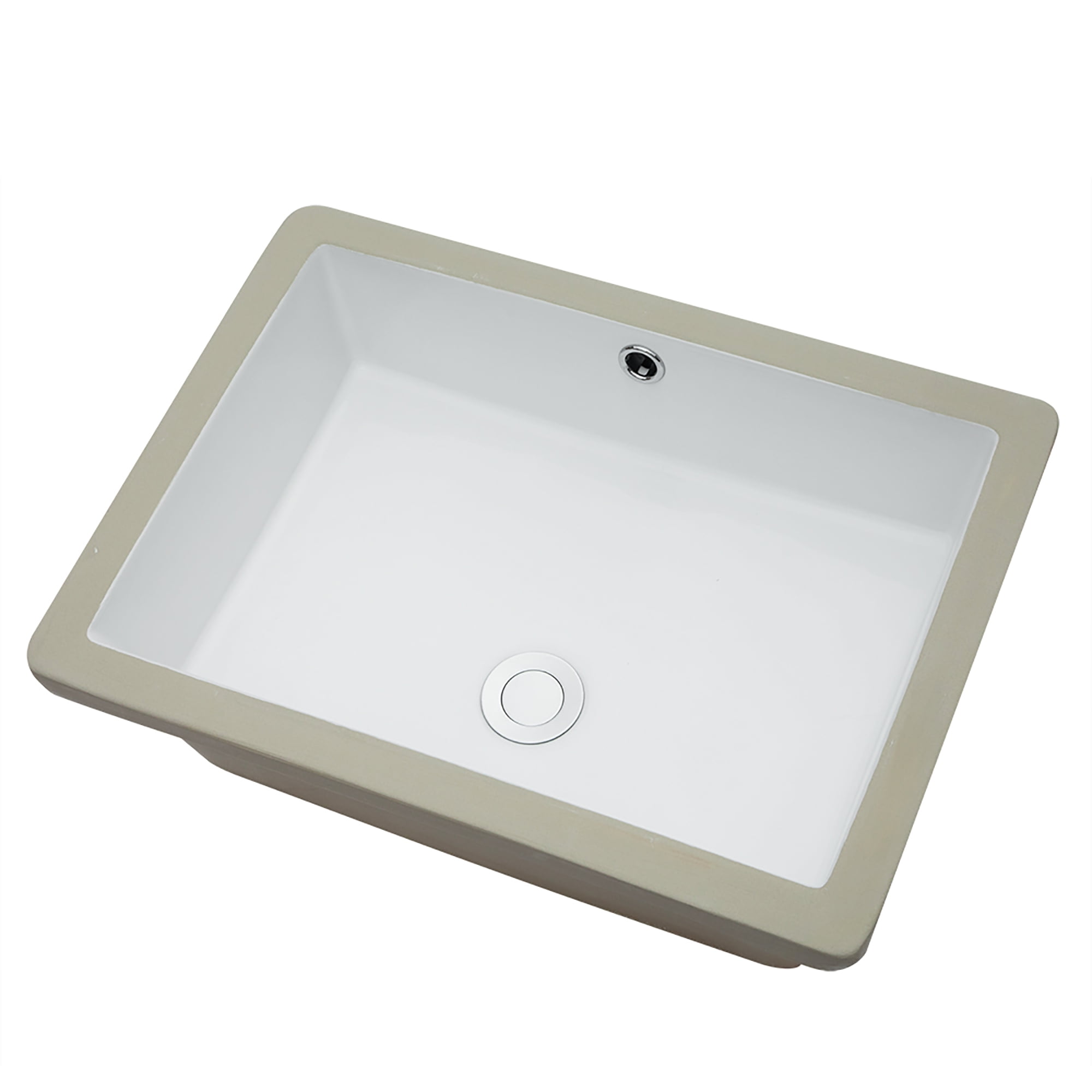 19.5" White Rectangular Ceramic Undermount Bathroom Sink