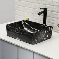 Lordear  19"x15" Rectangular Marble Ceramic Bathroom Vessel Sink Black