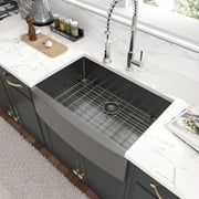 Lordear  24/27/30/33/36 Inch Black Apron Farmhouse Stainless Steel Front Kitchen Sink 33" Brushed