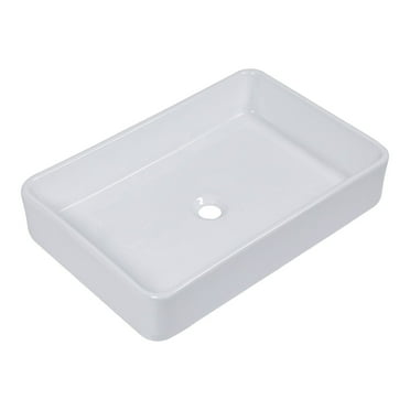 Lordear  24"x16" Rectangle White Ceramic Bathroom Vessel Sink Basin - 24x15.8x4.5 Clear