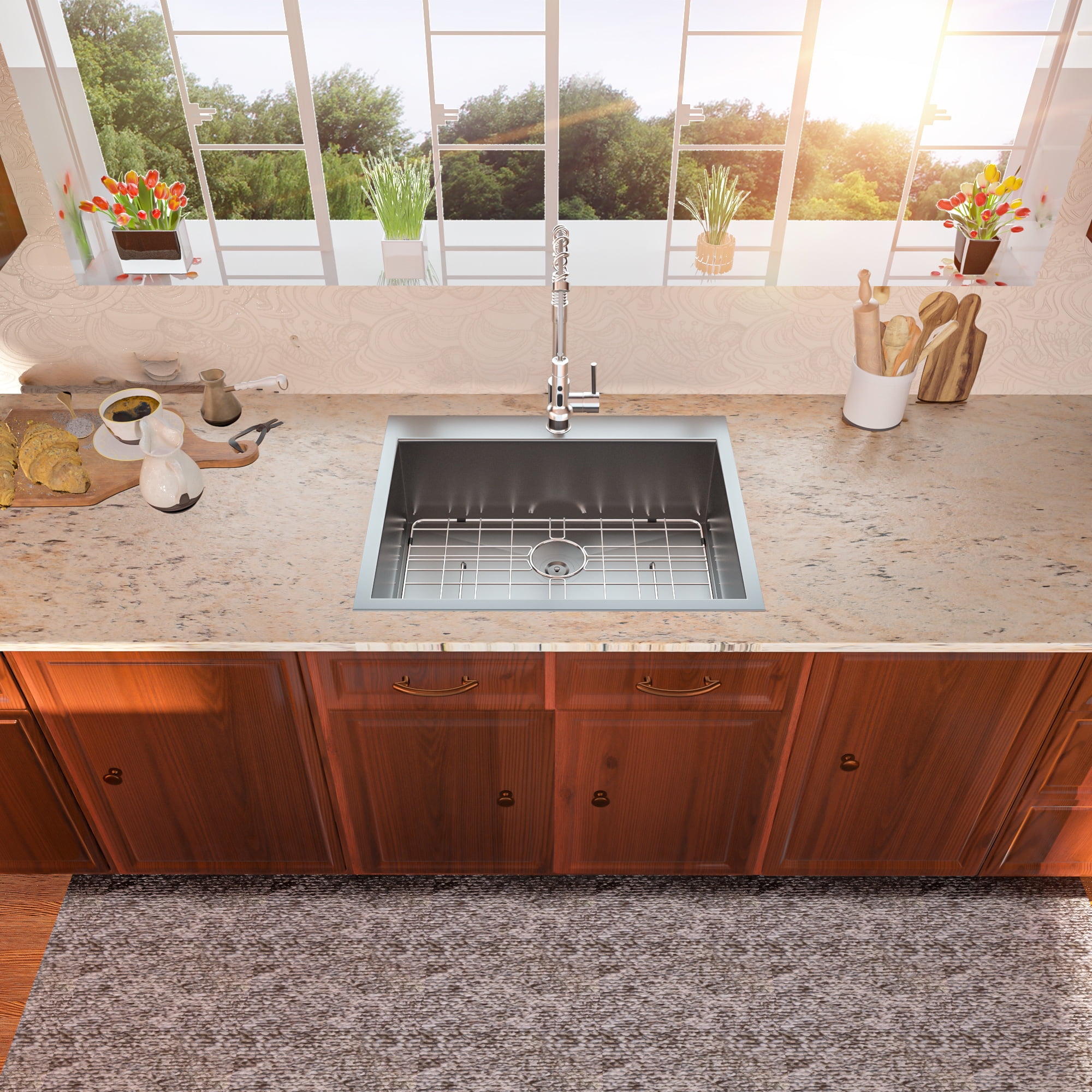 Lordear 25x22x9 inch Stainless Steel Kitchen Sink Topmount Bar Sink