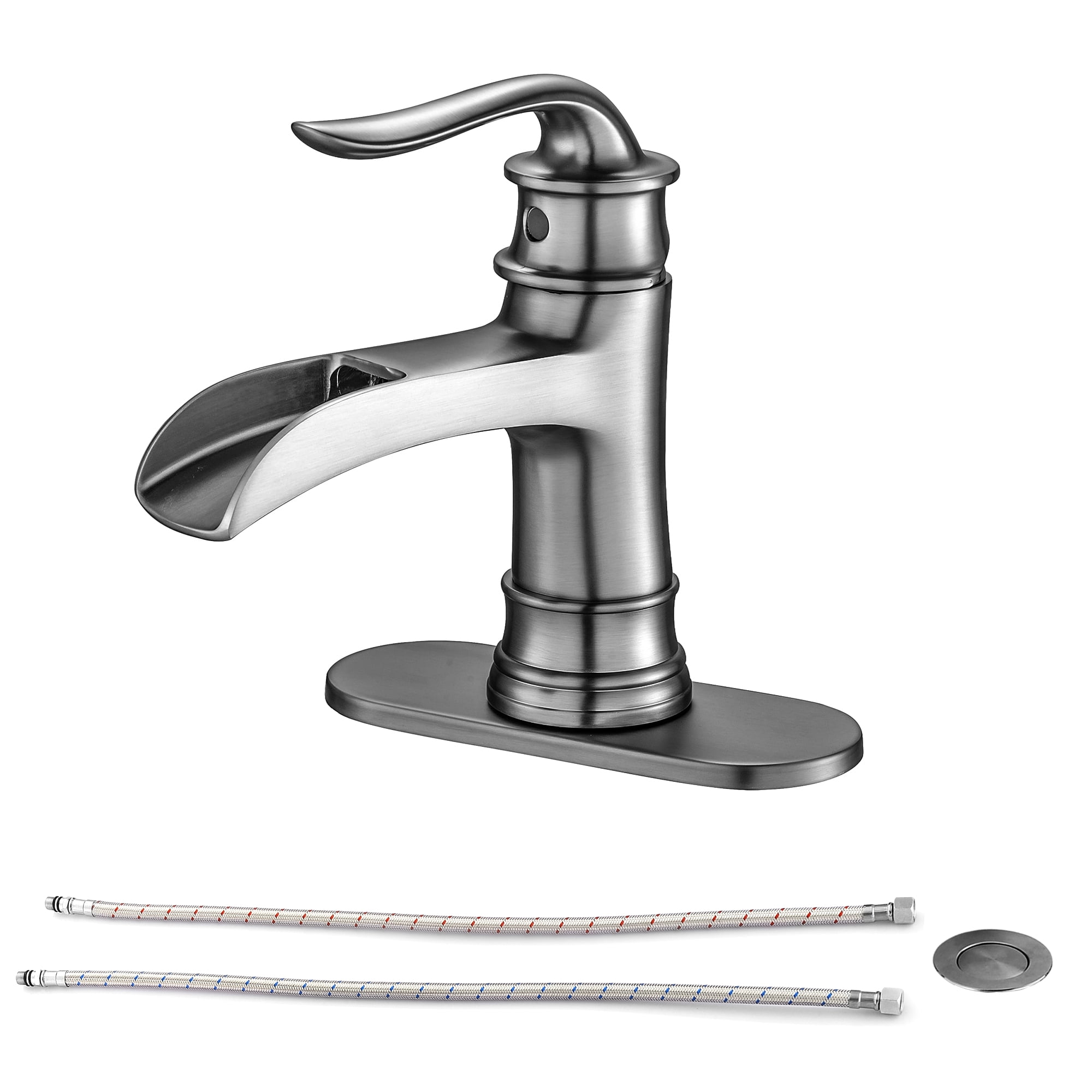 Brushed Nickel Single Handle Waterfall Bathroom Faucet