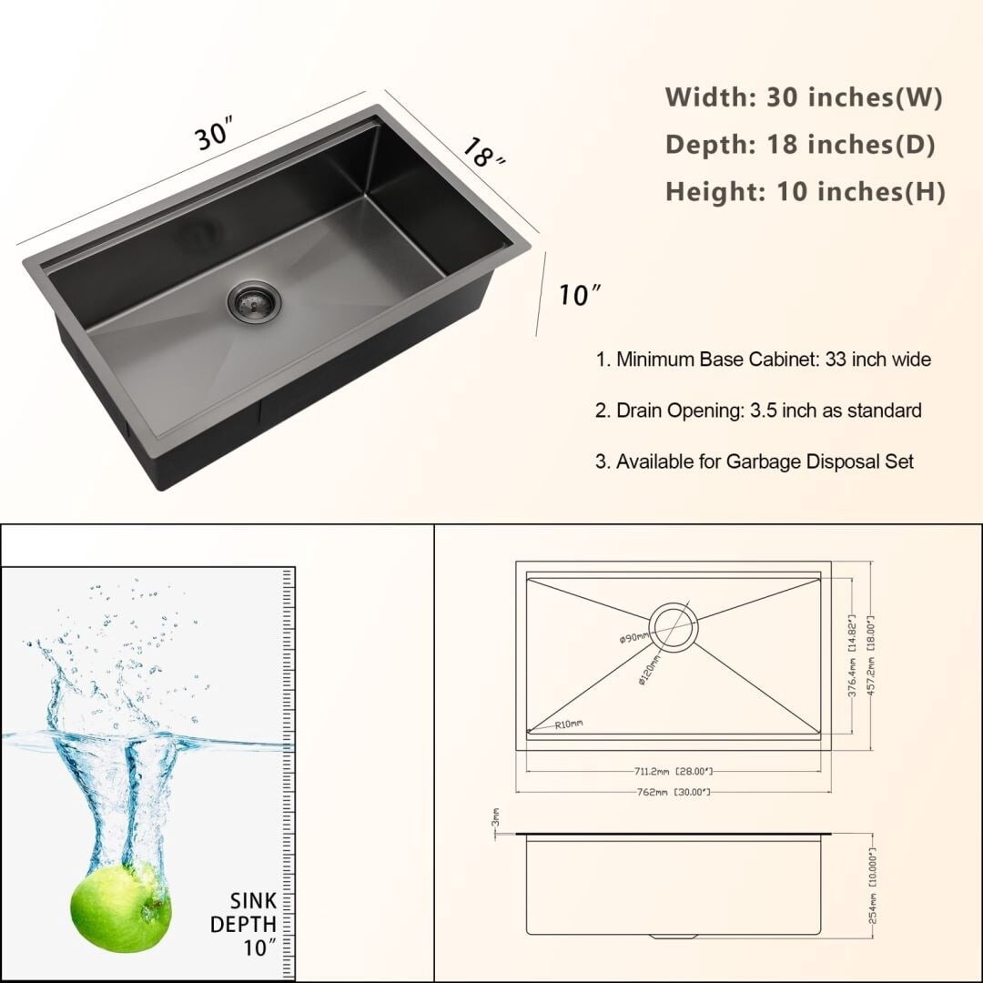 Lordear Gunmetal Black Workstation Kitchen Sink Undermount Stainless ...