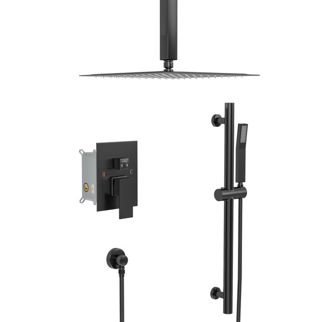 Lordear Shower System 16 inch Rainfall Shower head and Handheld