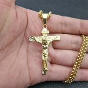LORDGOLD Crucifix Jesus Christ Men Jewelry 14k Yellow Gold Mens Cross Pendant With Neck Chain Necklaces For Man 2025
