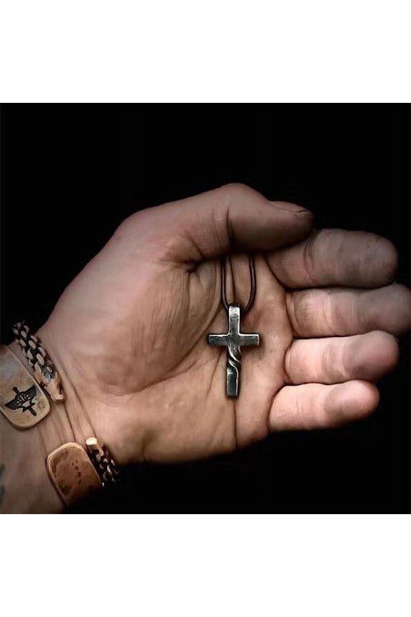 Twisted Cross Necklace 14K White Gold 3D Hanging Hand Forged Necklace Gift Unique Personality Unisex Adjustable Exotic Crucifix Necklace