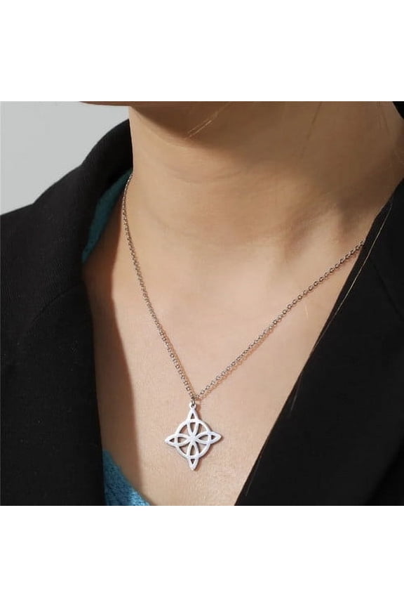 Witchcraft Witch Celtics Knot Necklace for Women 14K Yellow Gold Geometric Choker Necklaces Vintage Jewelry Lover Gift