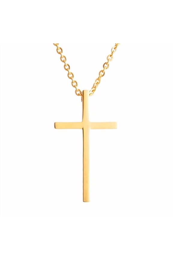 14k Yellow Gold Necklaces Minimalist Cross style Fashion Chain Necklace for Women Collar Pendant Jewelry