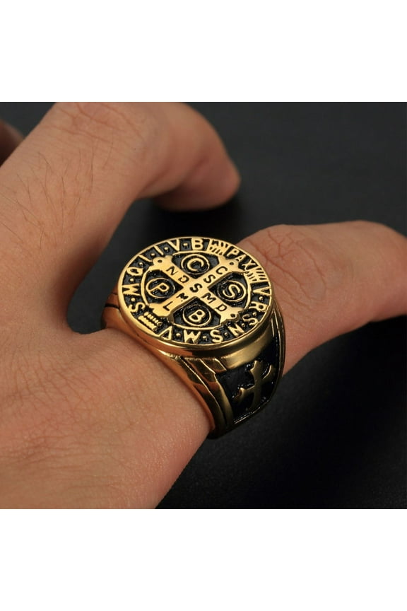 Christianity Jesus Exorcism Cross Ring 14k White Gold CSPB CSSML NDSMD Saint Benedict of Nursia Ring