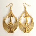 thumbnail image 1 of Lordluxury New Goddess Isis Ancient Egyptian Earrings 14k Yellow Gold Cross Fashion Girlfriend Women Retro Statement Punk Jewellery, 1 of 6