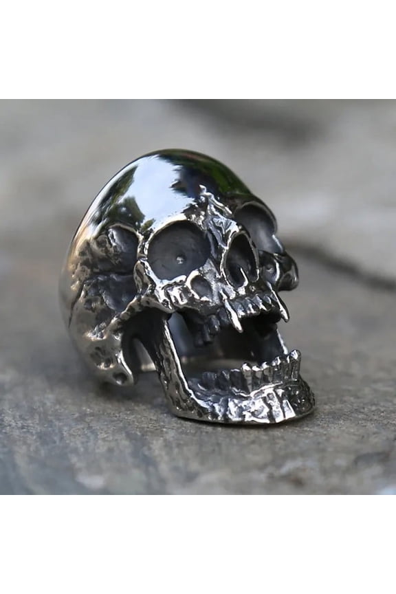 Polishing Vampire Skull Ring Men Womens 14K White Gold Biker Rings Man Gothic Punk Jewelry Best Gift For Friend Size 7-15