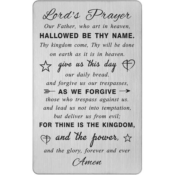 Lords Prayer Card, Bible Verse Cards, Religious Christian Greeting Cards, Engraved Metal Wallet Card